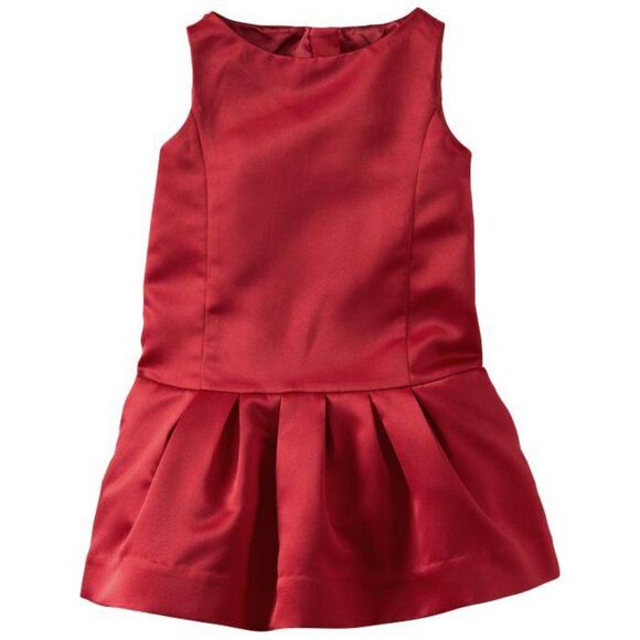 NEW Baby Gap red satin sleeveless drop waist pleated party holiday dress xmas 4